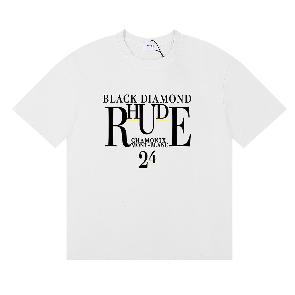 Rhude T-shirts Diamond Solid Color Letter Printing Cotton Casual Short Sleeve Men and Women