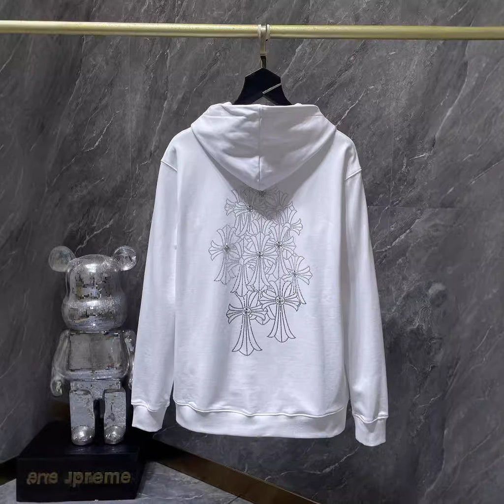 Chrome Heart Hoodie Autumn Winter Crowe Hot Diamond Cross Hooded Sweater Loose