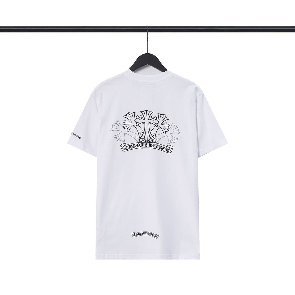 Chrome Heart T Shirts Sanskrit Color Printing Loose Casual Crew Neck Short Sleeve T-Shirt