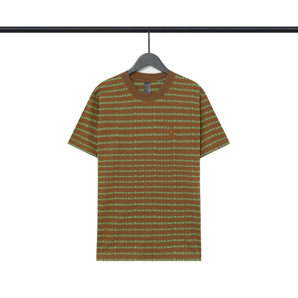 Chrome Heart T Shirts Poison Home Stripe Jacquard Embroidery Short Sleeve Couple T-Shirt
