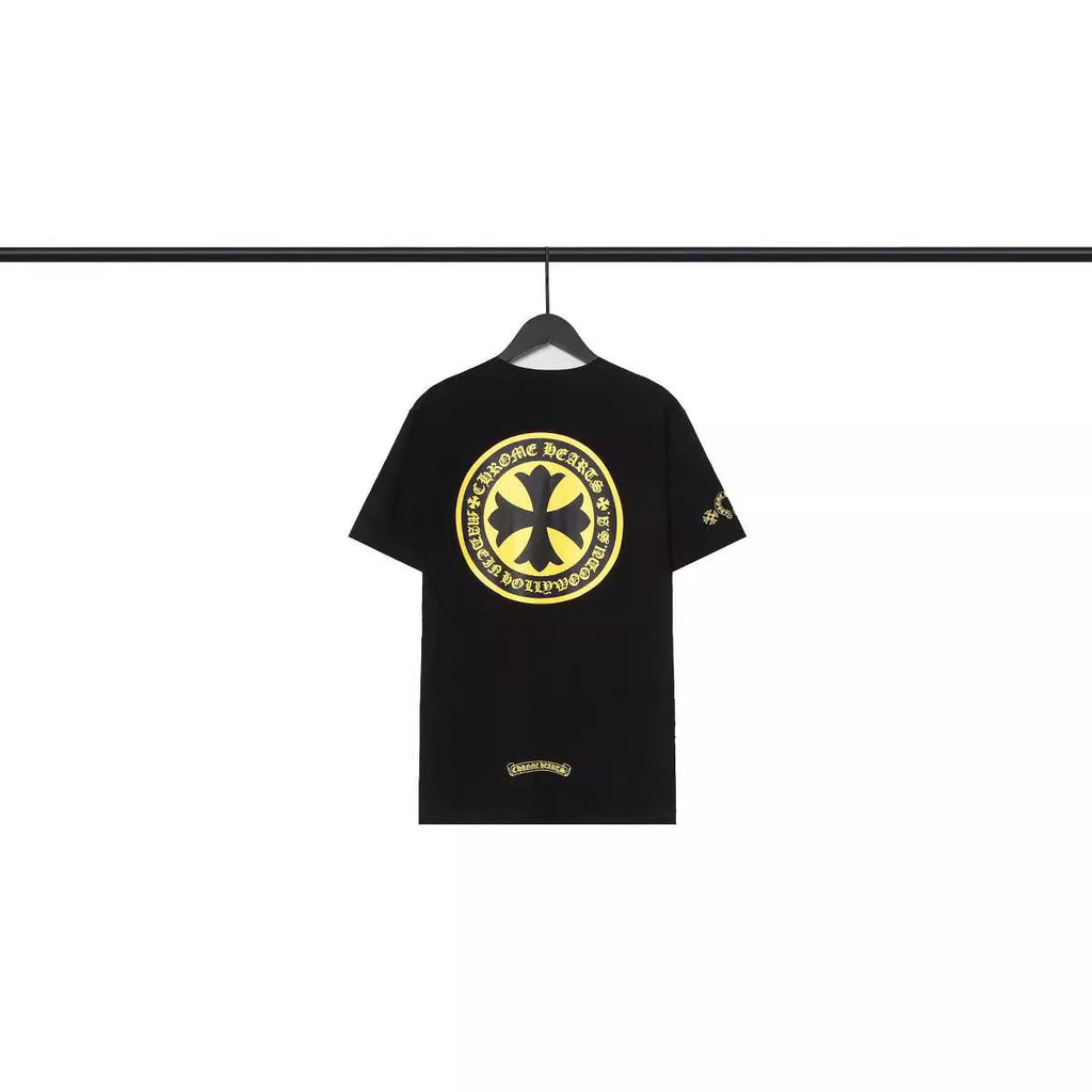 Chrome Heart T Shirts Sanskrit Large Logo Cross Print Short Sleeve T-Shirt