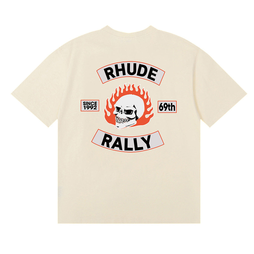 Rhude T-shirt Micro Label Letter Skull Print Short Sleeve T-shirt
