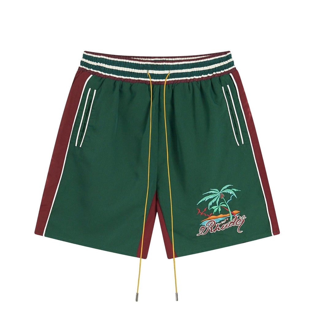 Rhude T-shirt Coconut Alphabet Beach Embroidery Short Sleeve Shirt Shorts