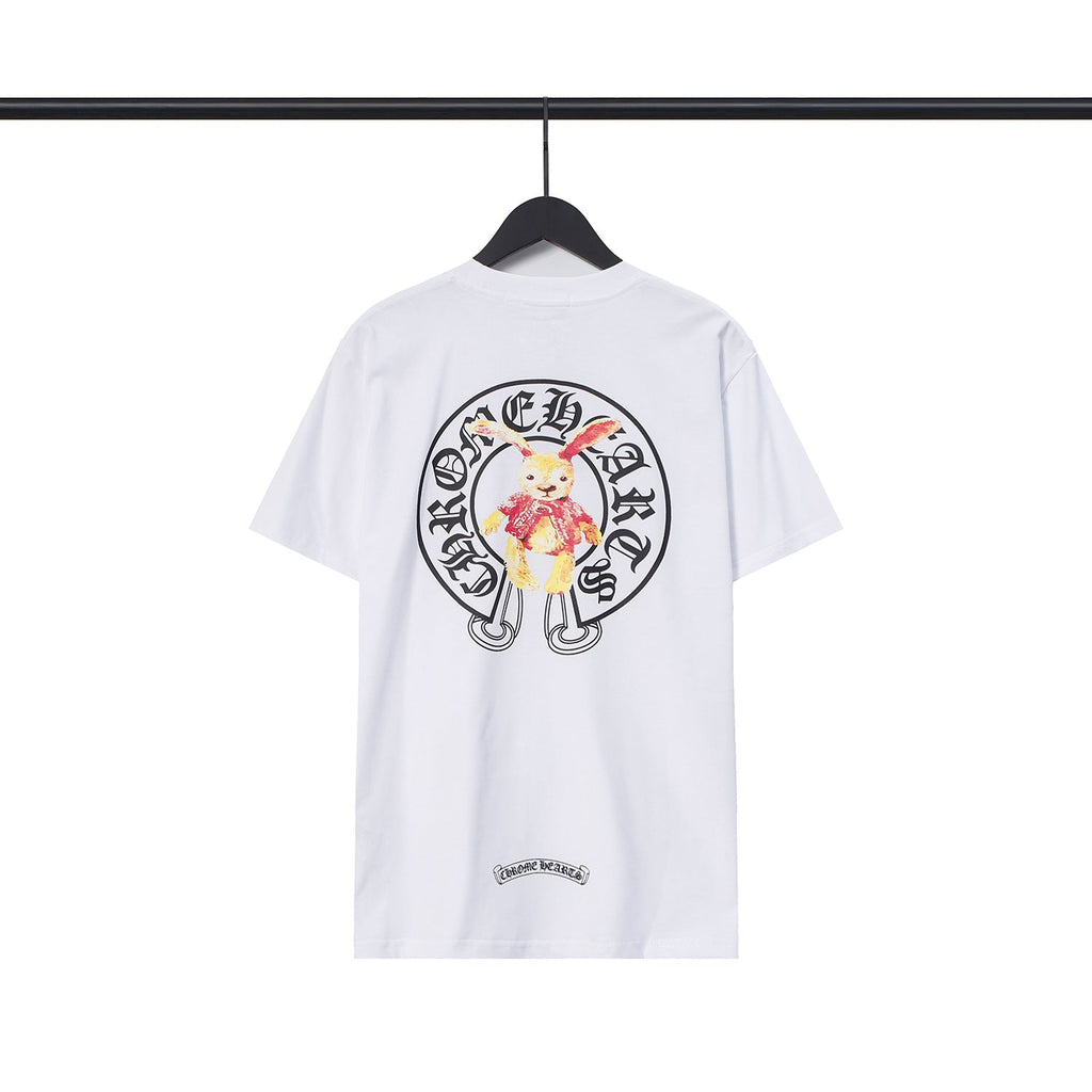 Chrome Heart T Shirts Croix Cross Leather Printed Short Sleeve T-Shirt