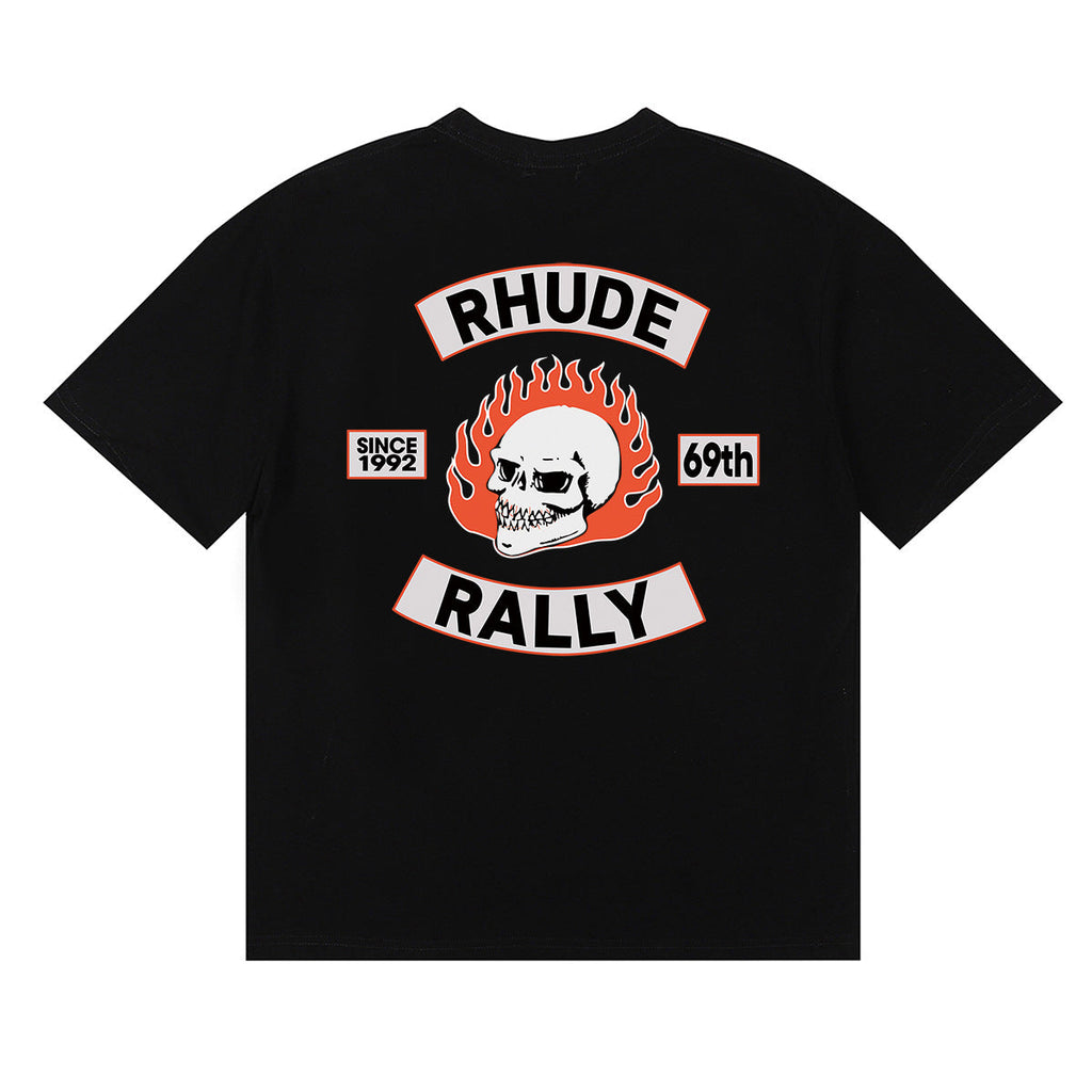 Rhude T-shirt Micro Label Letter Skull Print Short Sleeve T-shirt