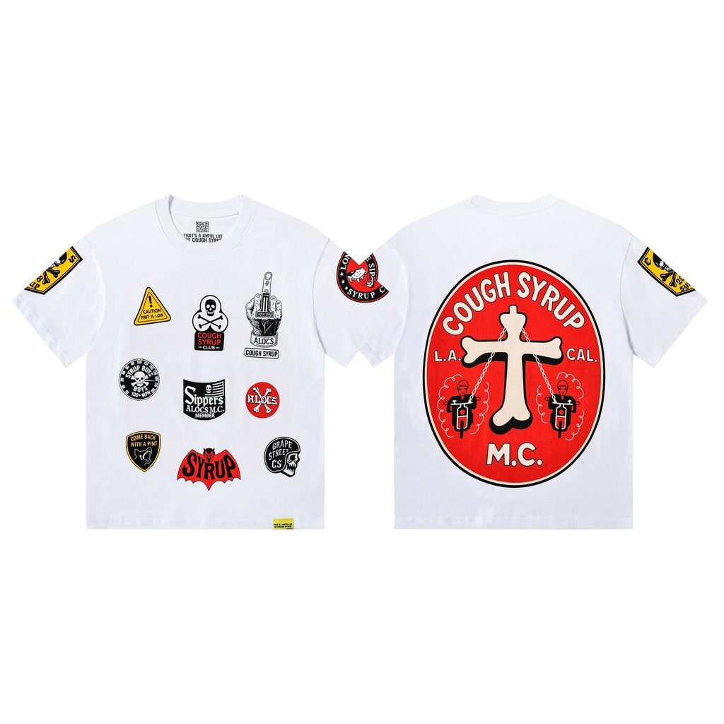 THAT'S A AWFUL LOT OF COUGH SYRUP Patch Graphic Short-Sleeve T-Shirt ¡ª front