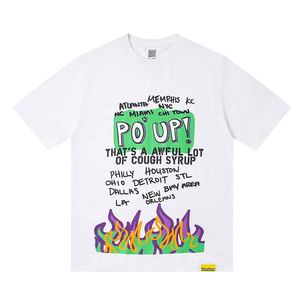 THAT'S A AWFUL LOT OF COUGH SYRUP PO UP Flame Graphic Short-Sleeve T-Shirt ¡ª front