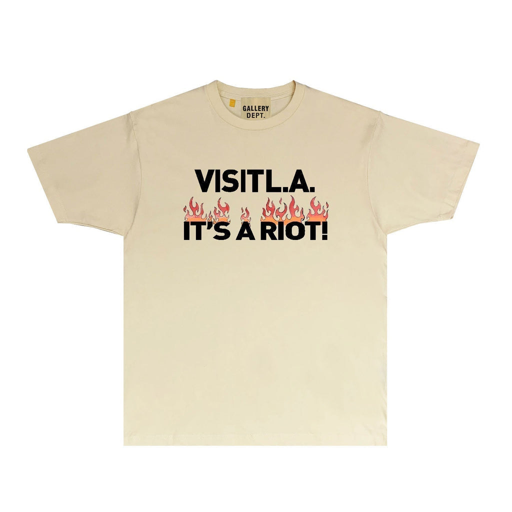 Gallery Dept T Shirt Retro Printed Loose Short-Sleeved Shirt