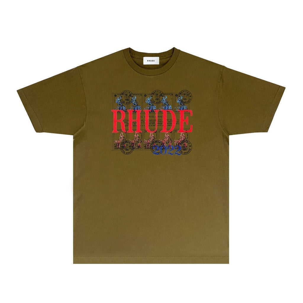 Rhude T-shirts Printed Trendy Pure Cotton